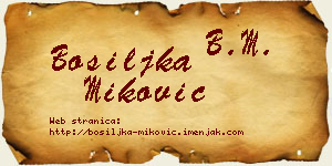 Bosiljka Miković vizit kartica